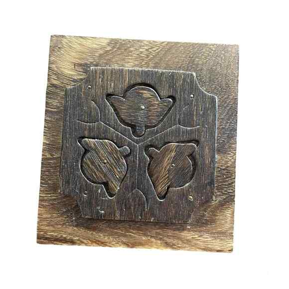 Vintage Carved Floral Wooden Storage Box Sears, Robuck & Co - 1970’s - Open Top - Picture 2 of 7